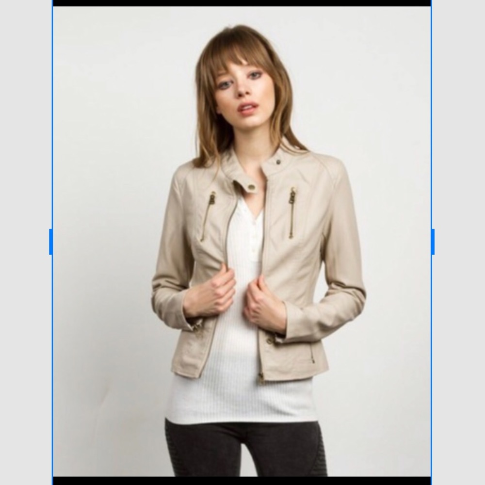 Taupe leather jacket